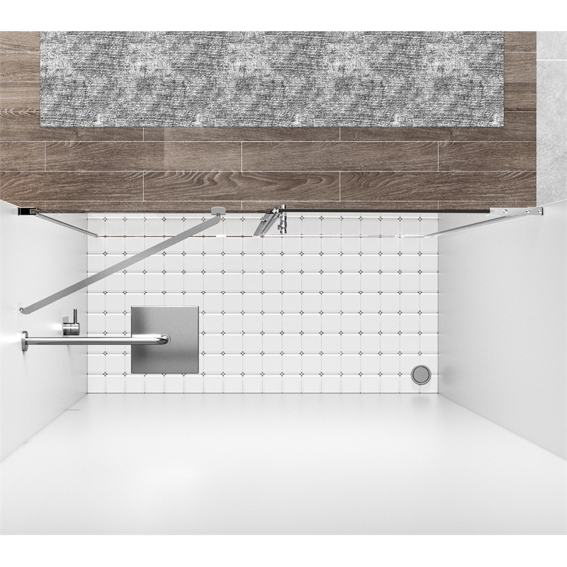 Pemberly Row Semi-Frameless Aluminum Shower Door in Chrome