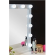 Pemberly Row Vanity Set Lighted Mirror Gold Accents White Wood