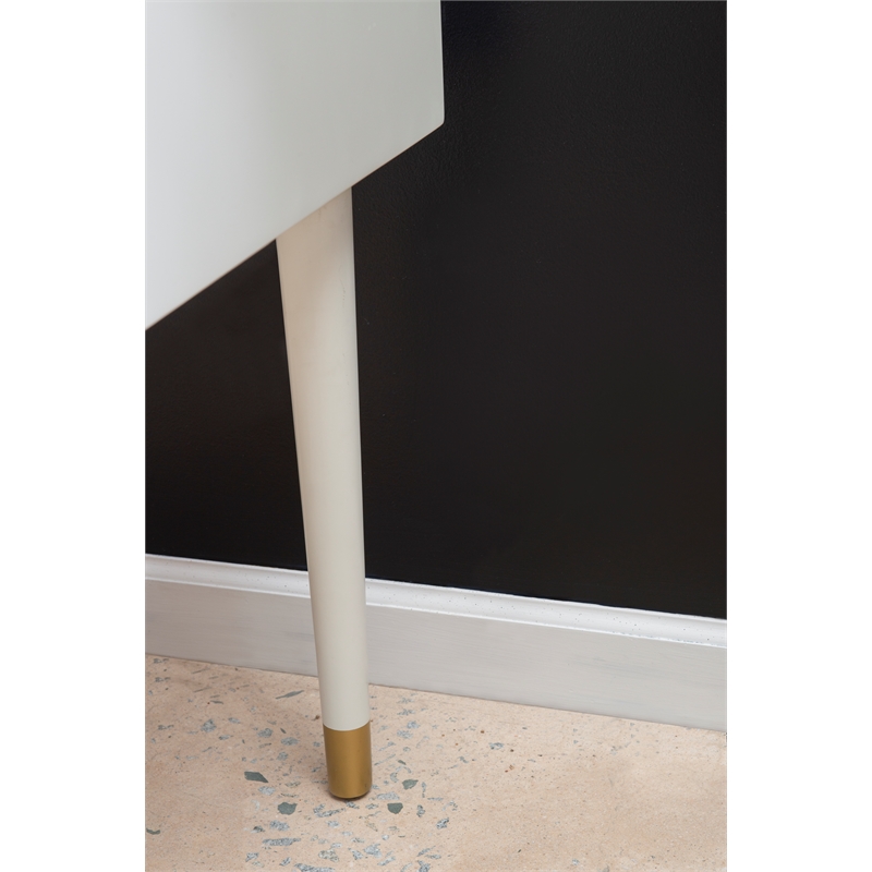 Pemberly Row Vanity Set Lighted Mirror Gold Accents White Wood
