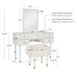 Pemberly Row Vanity Set Lighted Mirror Gold Accents White Wood