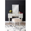 Pemberly Row Vanity Set Lighted Mirror Gold Accents White Wood
