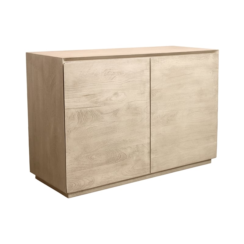 Pemberly Row 2-Door Solid Mango Wood Sideboard in Stone Natural Finish