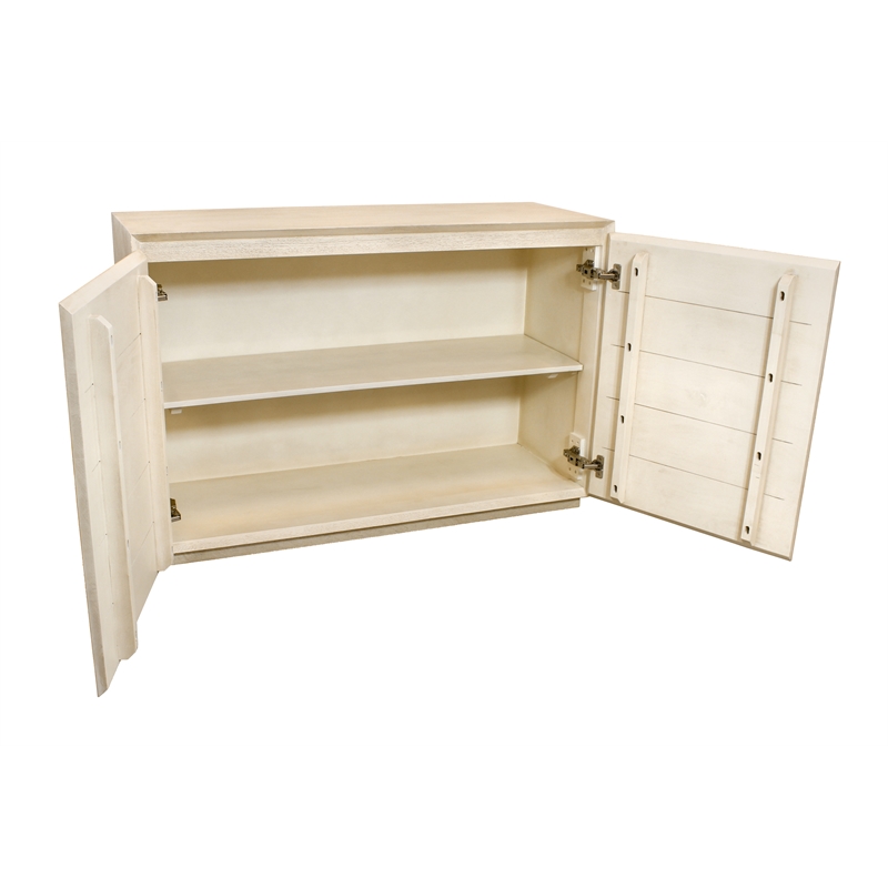 Pemberly Row 2-Door Solid Mango Wood Sideboard in Stone Natural Finish