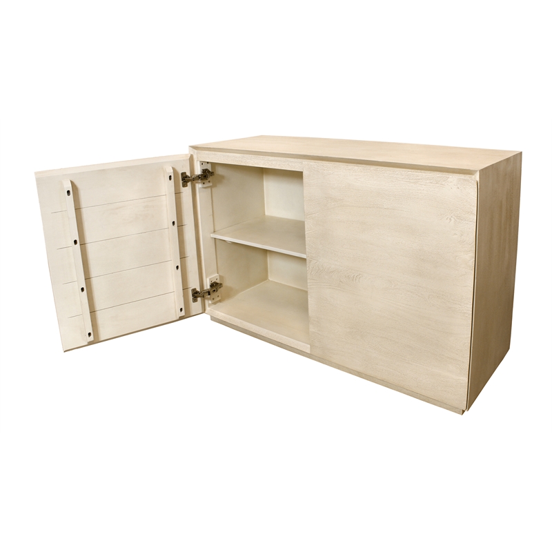 Pemberly Row 2-Door Solid Mango Wood Sideboard in Stone Natural Finish