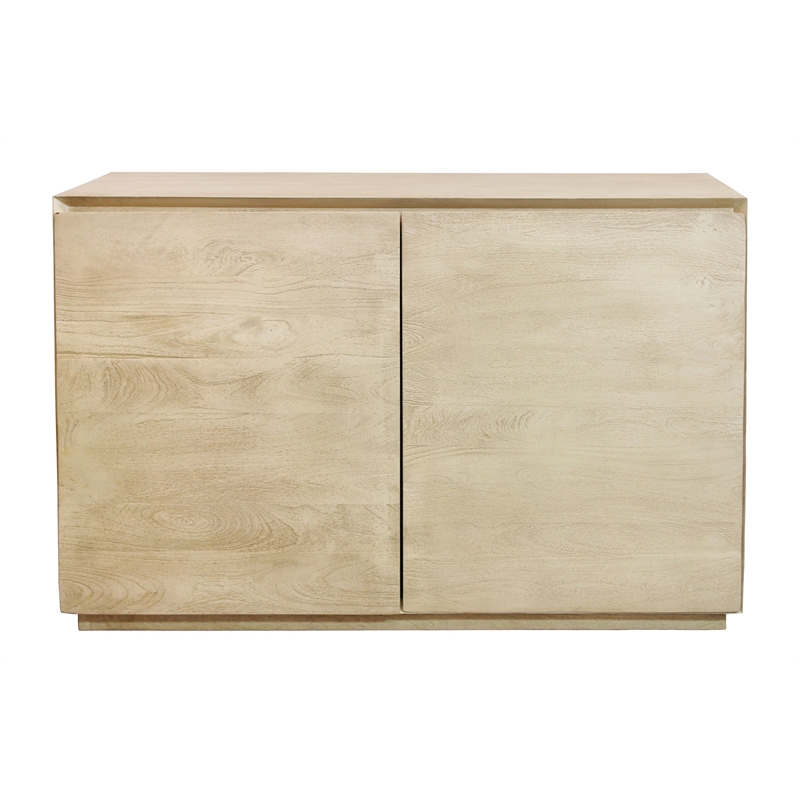Pemberly Row 2-Door Solid Mango Wood Sideboard in Stone Natural Finish