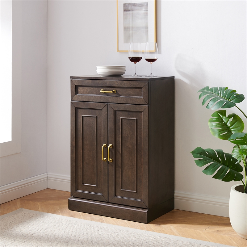 Pemberly Row Kitchen Storage Cabinet Coffee Finish Engineered Wood