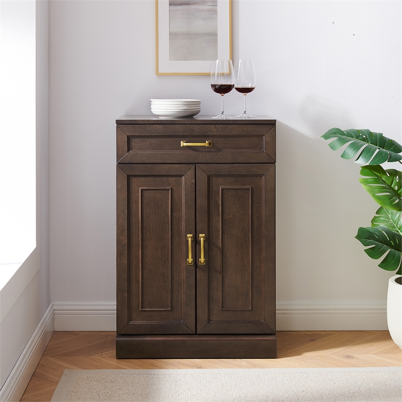 Pemberly Row Kitchen Storage Cabinet Coffee Finish Engineered Wood