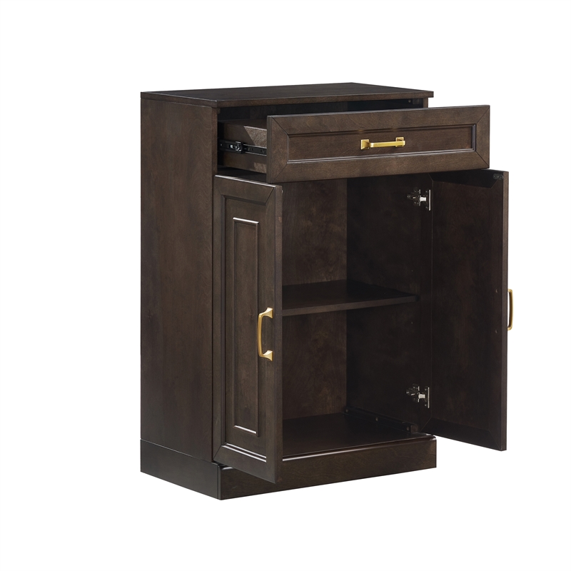 Pemberly Row Kitchen Storage Cabinet Coffee Finish Engineered Wood