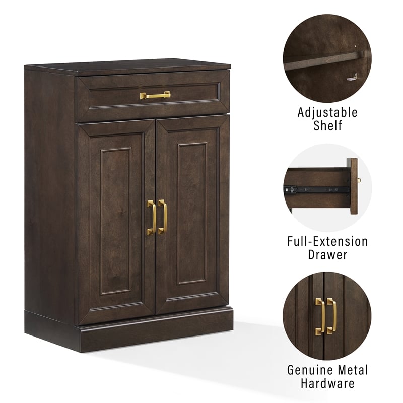 Pemberly Row Kitchen Storage Cabinet Coffee Finish Engineered Wood