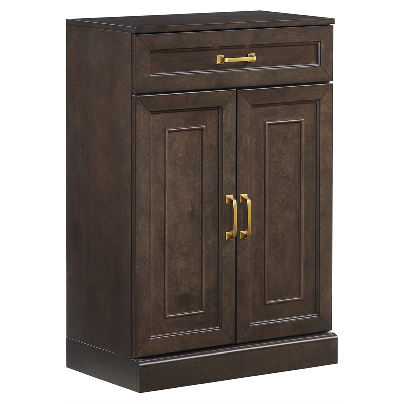 Pemberly Row Kitchen Storage Cabinet Coffee Finish Engineered Wood