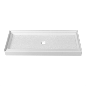 Pemberly Row Shower Base Center Drain Acrylic Glossy White 60x30 in
