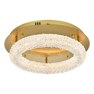 Pemberly Row 18&quot LED Flush Mount in Satin Gold Crystal and Metal