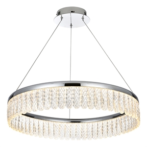 Pemberly Row 24&quot Adjustable 1-Light LED Metal Chandelier in Chrome