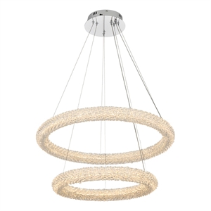 Pemberly Row 28&quot Adjustable 2-Light LED Metal Tiered Chandelier Chrome