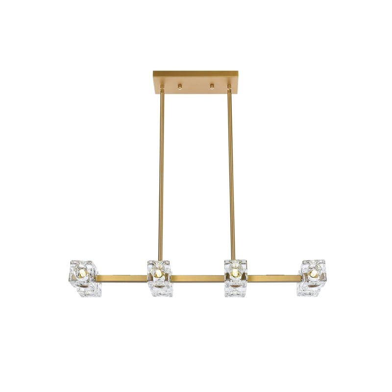Pemberly Row 8-Light Pendant Light in Satin Gold and Clear Glass