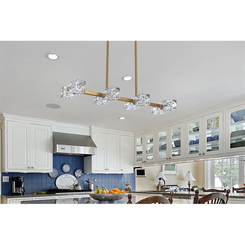 Pemberly Row 8-Light Pendant Light in Satin Gold and Clear Glass