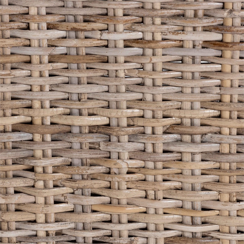 Pemberly Row Bohemian Gray Kubu Rattan Mango Wood Dining Chair