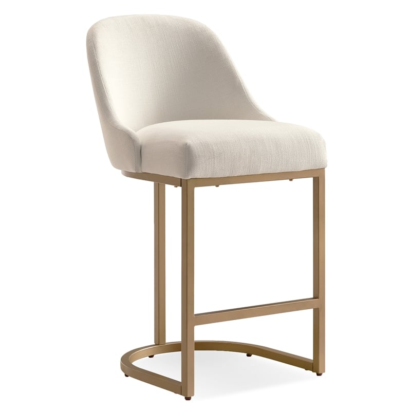Pemberly Row Set of 4 Barrelback Counter Stools in White and Gold Finish