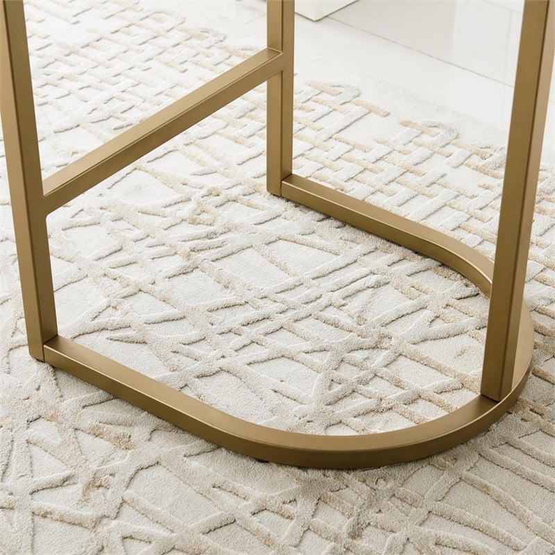 Pemberly Row Set of 4 Barrelback Counter Stools in White and Gold Finish