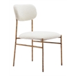 Pemberly Row Shearling Fabric Dining Chair in Cream and Gold Finish