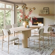 Pemberly Row Shearling Fabric Dining Chair in Cream and Gold Finish