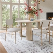 Pemberly Row Shearling Fabric Dining Chair in Cream and Gold Finish