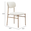 Pemberly Row Shearling Fabric Dining Chair in Cream and Gold Finish