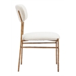 Pemberly Row Shearling Fabric Dining Chair in Cream and Gold Finish