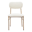 Pemberly Row Shearling Fabric Dining Chair in Cream and Gold Finish