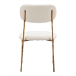 Pemberly Row Shearling Fabric Dining Chair in Cream and Gold Finish