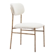 Pemberly Row Shearling Fabric Dining Chair in Cream and Gold Finish