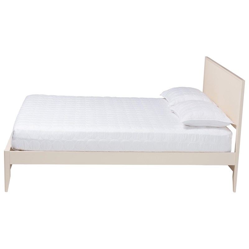 Pemberly Row Primrose Ivory King Platform Bed with Fluted Wood Design