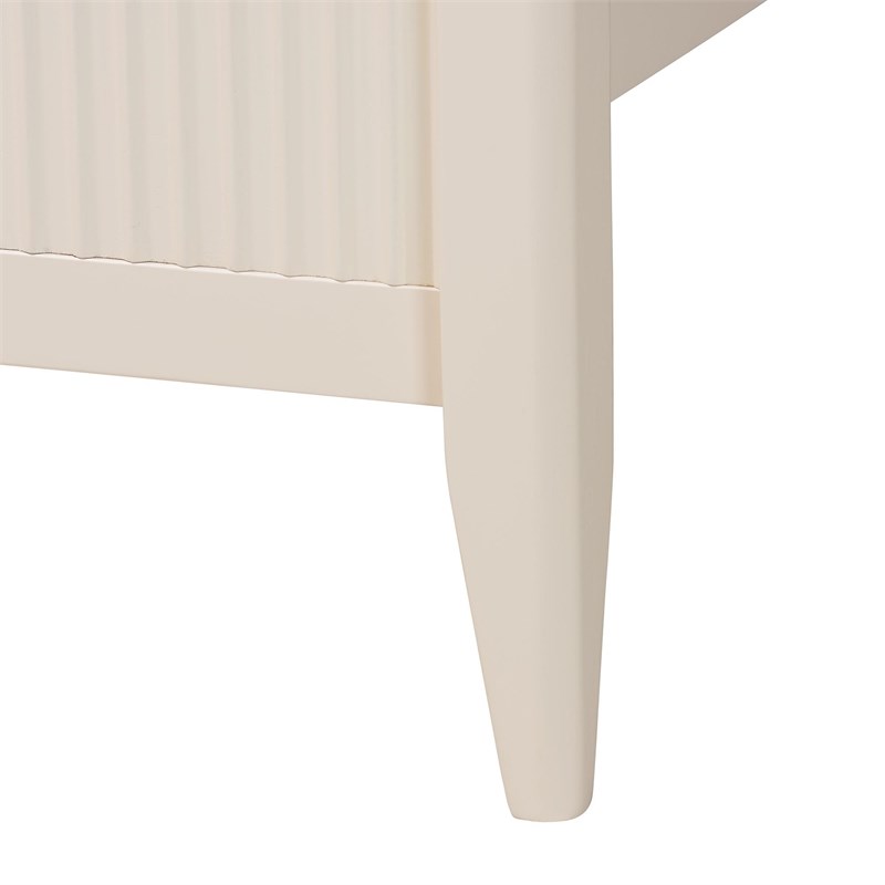 Pemberly Row Primrose Ivory King Platform Bed with Fluted Wood Design