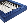 Pemberly Row Queen Velvet Tufted Storage Platform Bed in Blue