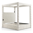 Pemberly Row Velvet Canopy Queen Bed with Speaker & USB Port in Cream