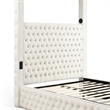 Pemberly Row Velvet Canopy Queen Bed with Speaker & USB Port in Cream