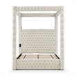 Pemberly Row Velvet Canopy Queen Bed with Speaker & USB Port in Cream