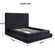Pemberly Row Queen Velvet Upholstered Bed with Raised Frame in Black