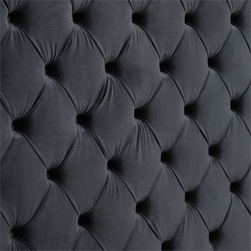 Pemberly Row Queen Velvet Upholstered Bed with Raised Frame in Black