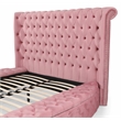 Pemberly Row Elizabeth Velvet Round Storage King Bed in Pink Finish