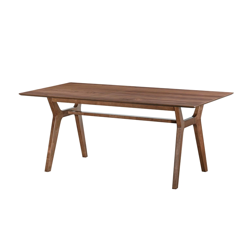 Pemberly Row Thea 7-Piece Wood Dining Set in Walnut with Black Seats