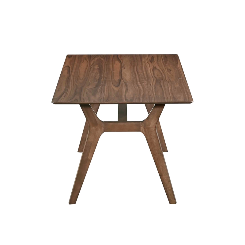 Pemberly Row Thea 7-Piece Wood Dining Set in Walnut with Black Seats