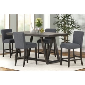 Pemberly Row High Line 5-Piece Wood Counter Table Set in Gray