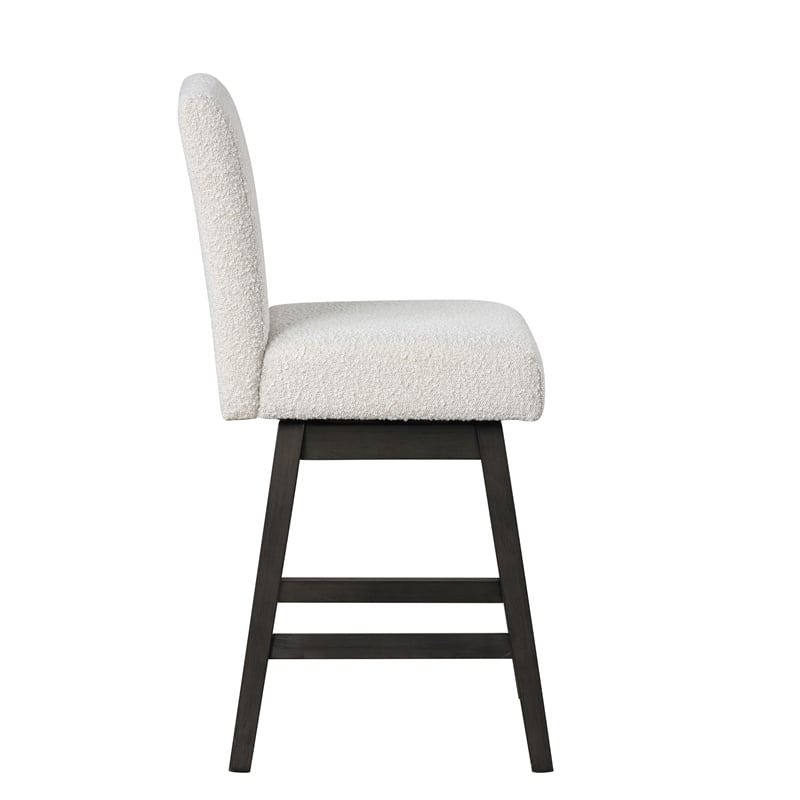 Pemberly Row 7-Piece White Counter Dining Table Set with Swivel Stools