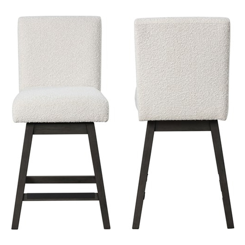 Pemberly Row High Line Swivel Counter Chairs in White (Set of 2)