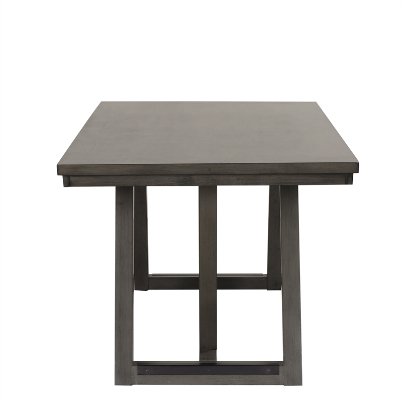 Pemberly Row 5-Piece Acacia Wood Dining Set in Gray with Upholstered Chairs