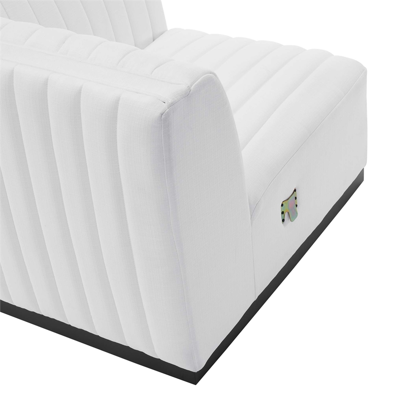 Pemberly Row Channel Tufted Fabric Loveseat in Black and White