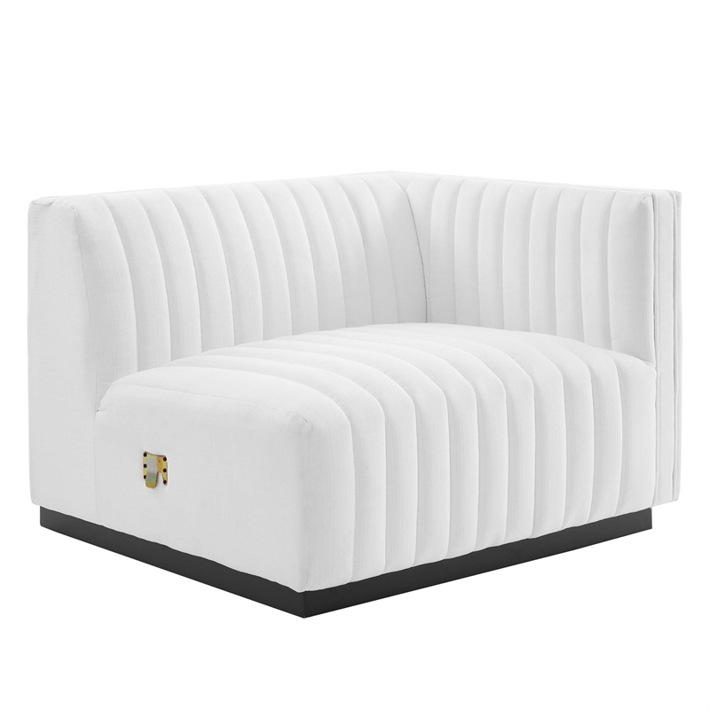 Pemberly Row Channel Tufted Fabric Loveseat in Black and White