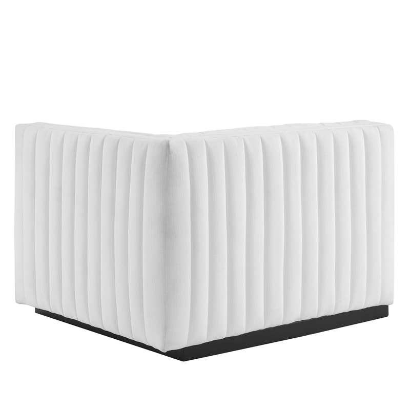 Pemberly Row Channel Tufted Fabric Loveseat in Black and White