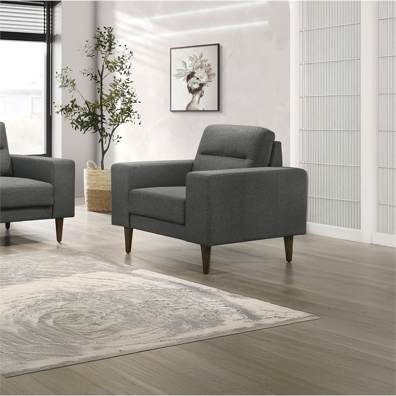 Pemberly Row Gray Arm Chair with Polyester Upholstery and Wood Frame